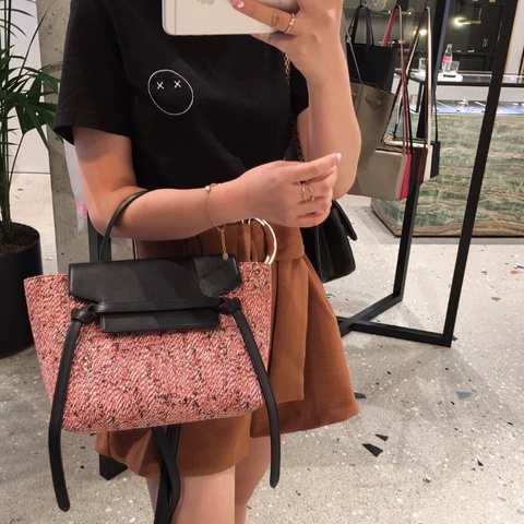 Celine限量毛呢拼接Belt鯰魚包中號30*22*17 99新配件塵袋