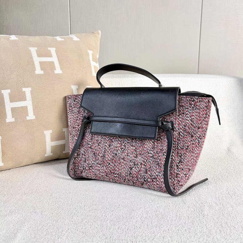 Celine限量毛呢拼接Belt鯰魚包中號30*22*17 99新配件塵袋-3