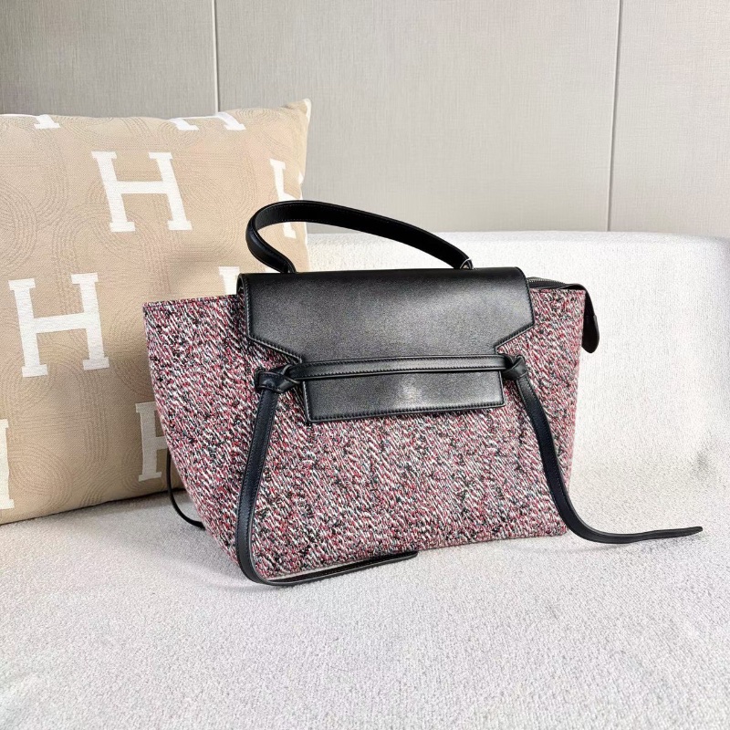 Celine限量毛呢拼接Belt鯰魚包中號30*22*17 99新配件塵袋-5