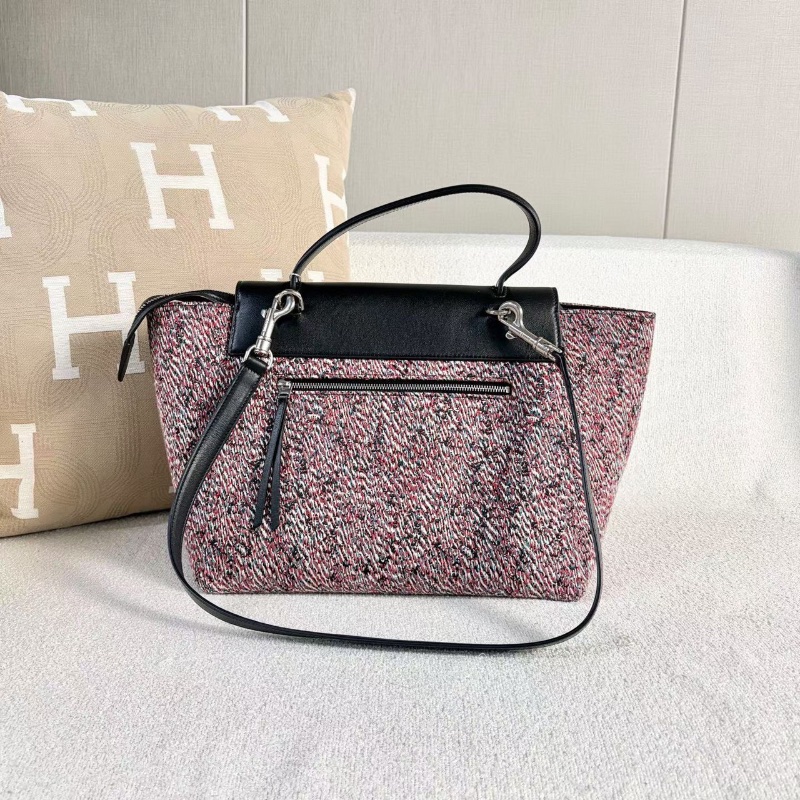 Celine限量毛呢拼接Belt鯰魚包中號30*22*17 99新配件塵袋-6