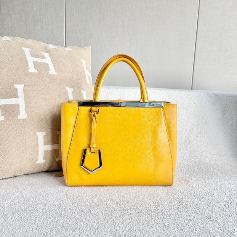 Fendi 2Jours手提斜背包 檸檬黃銀扣26*21*10 98新配件塵袋-1