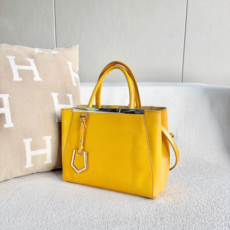 Fendi 2Jours手提斜背包 檸檬黃銀扣26*21*10 98新配件塵袋-3