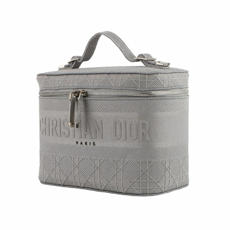 【包稅】DIOR S5480VREY 藤格紋刺繡旅行化妝包手提袋-1