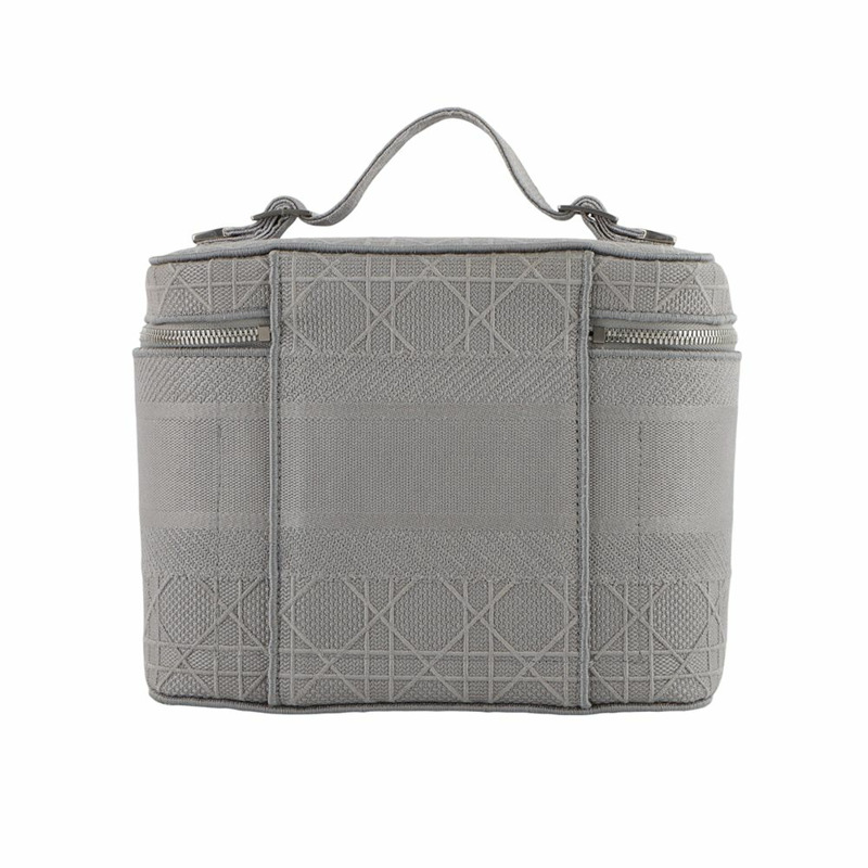 【包稅】DIOR S5480VREY 藤格紋刺繡旅行化妝包手提袋-2