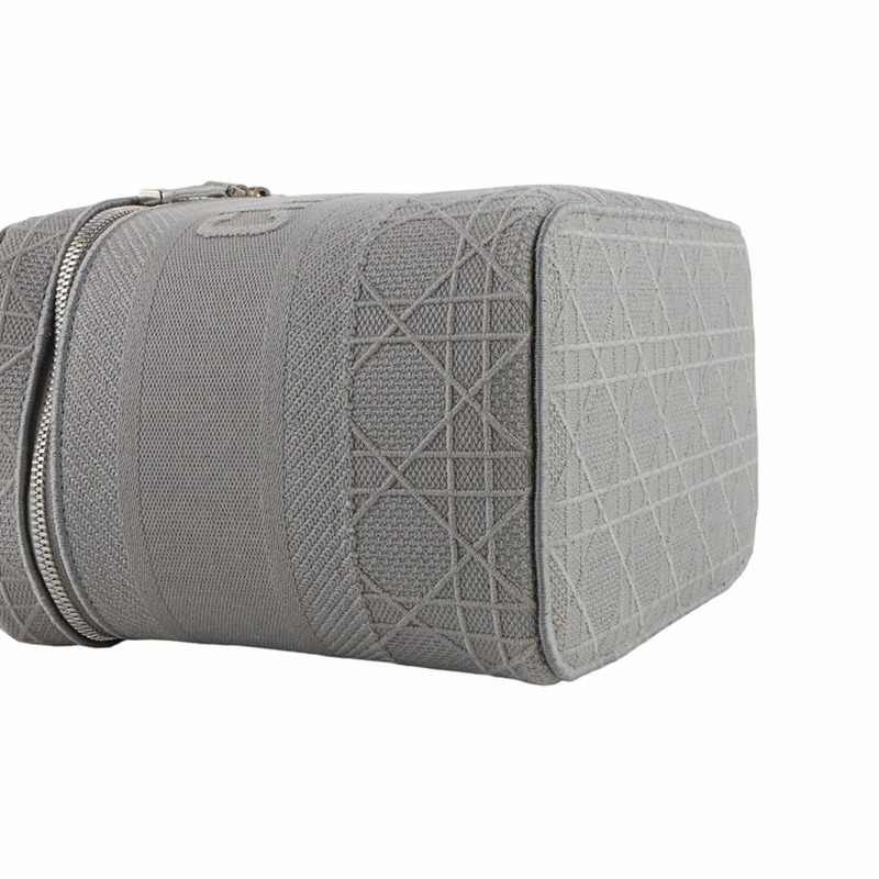 【包稅】DIOR S5480VREY 藤格紋刺繡旅行化妝包手提袋-4