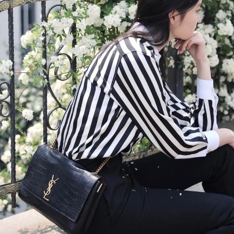 YSL 黑金kate鰐魚壓紋牛皮風琴包 25×15×5.5 全新閒置配件塵袋