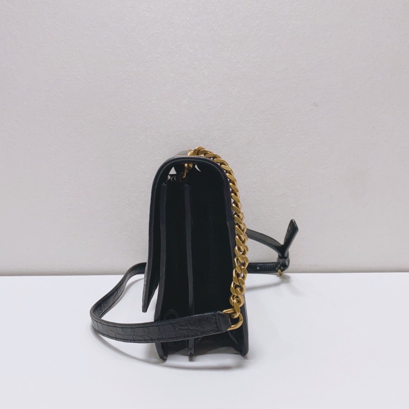 YSL 黑金kate鰐魚壓紋牛皮風琴包 25×15×5.5 全新閒置配件塵袋-3