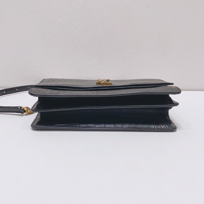 YSL 黑金kate鰐魚壓紋牛皮風琴包 25×15×5.5 全新閒置配件塵袋-4