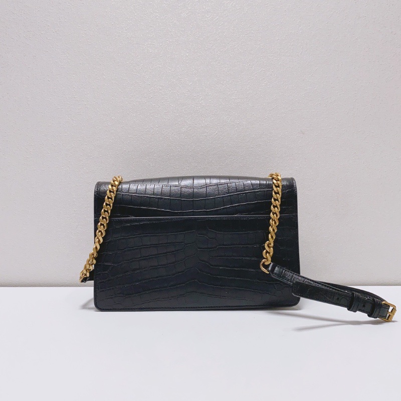 YSL 黑金kate鰐魚壓紋牛皮風琴包 25×15×5.5 全新閒置配件塵袋-6