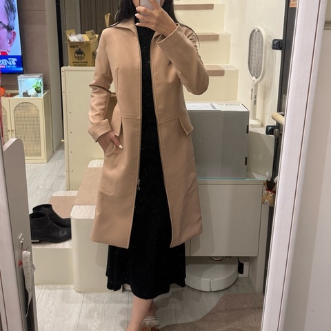 愛馬仕hermes奶茶色氣質高雅款大衣外套風衣