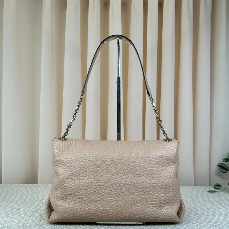 Burberry經典駝色牛皮單肩包  荔枝紋牛皮材質 金屬搭扣裝飾 盡顯優雅 適合日常搭配 尺寸適中 輕鬆攜帶-1