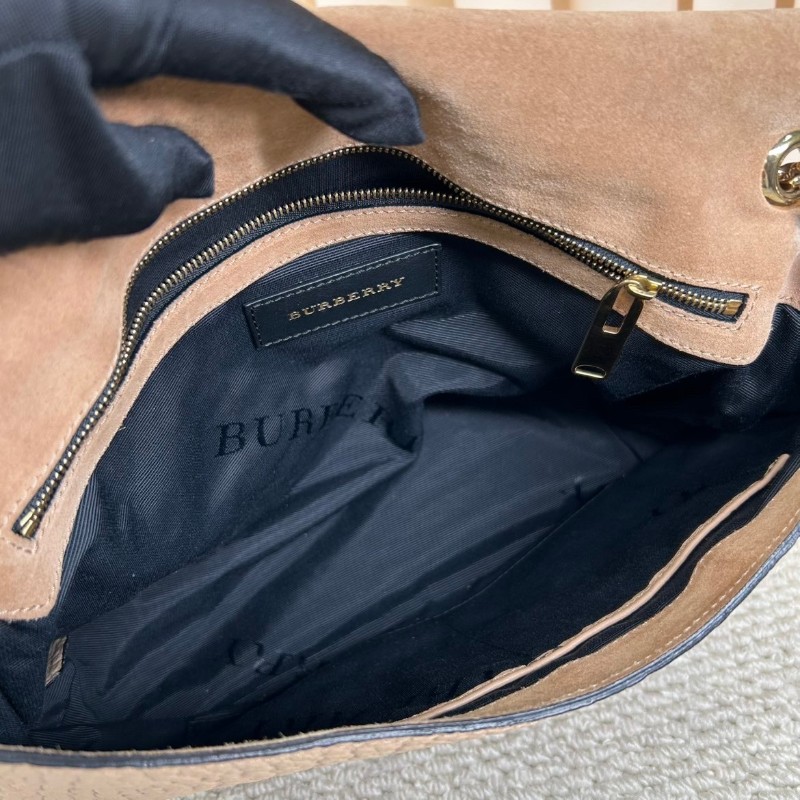 Burberry經典駝色牛皮單肩包  荔枝紋牛皮材質 金屬搭扣裝飾 盡顯優雅 適合日常搭配 尺寸適中 輕鬆攜帶-2