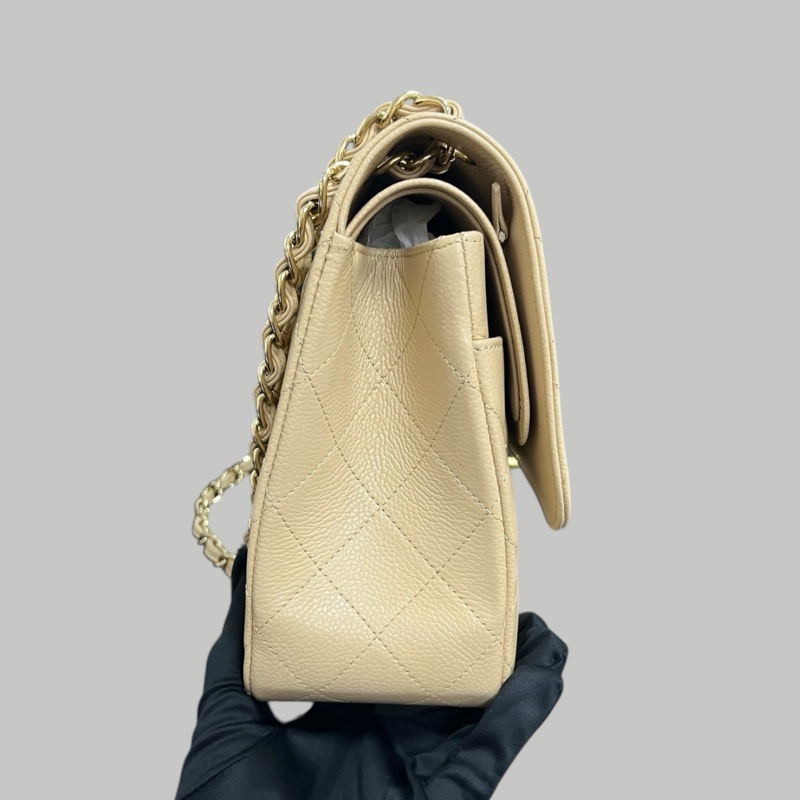 Chanel Caviar Jumbo奶茶色-6
