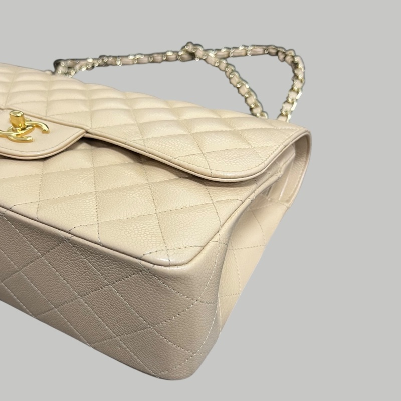 Chanel Caviar Jumbo奶茶色-8