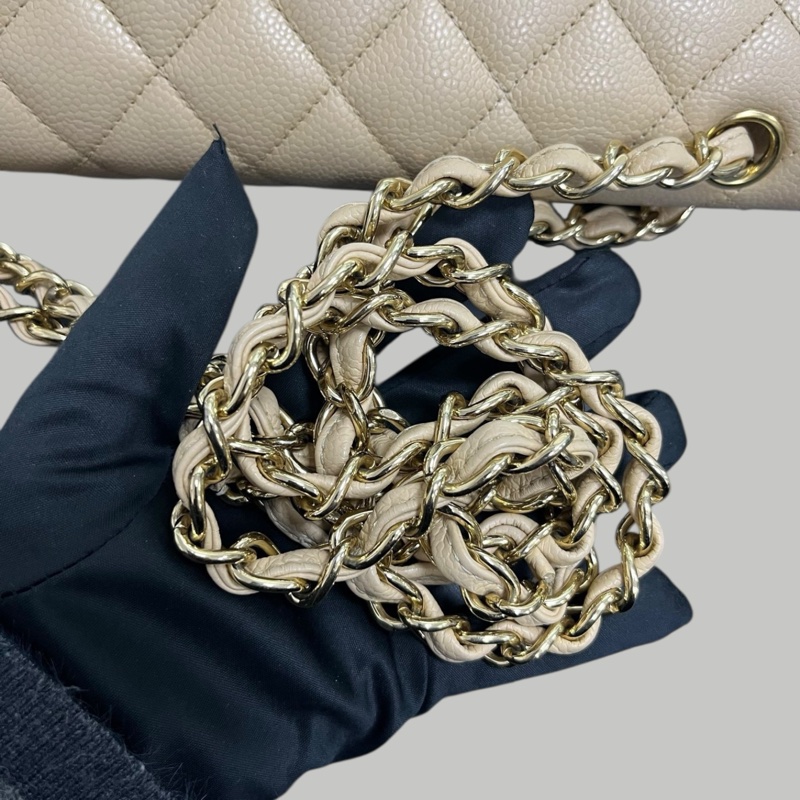 Chanel Caviar Jumbo奶茶色-10