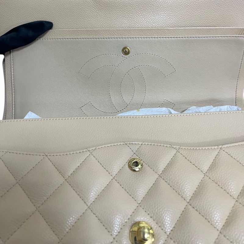 Chanel Caviar Jumbo奶茶色-11