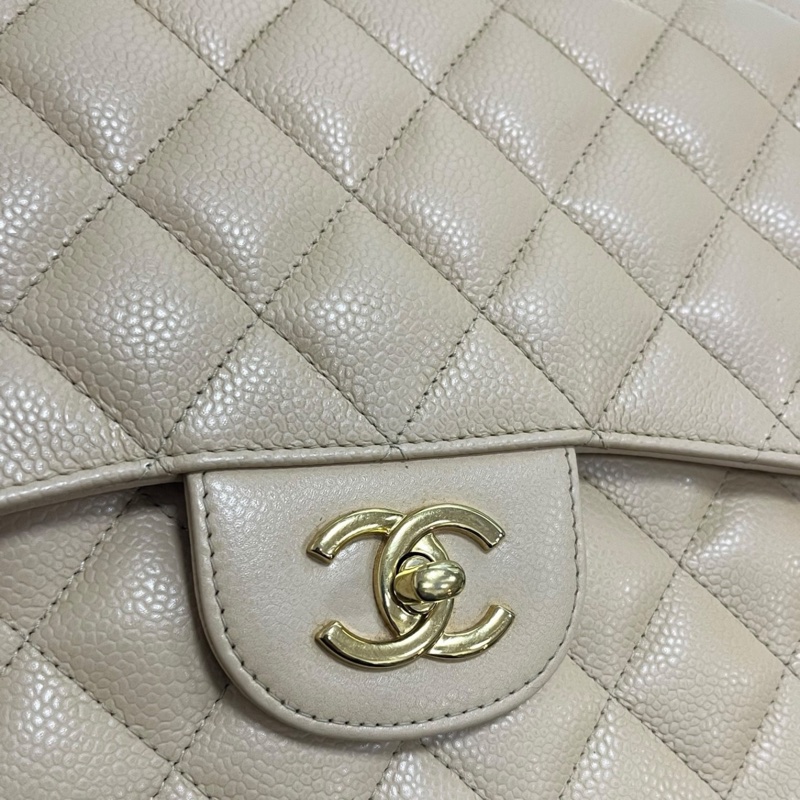 Chanel Caviar Jumbo奶茶色-13