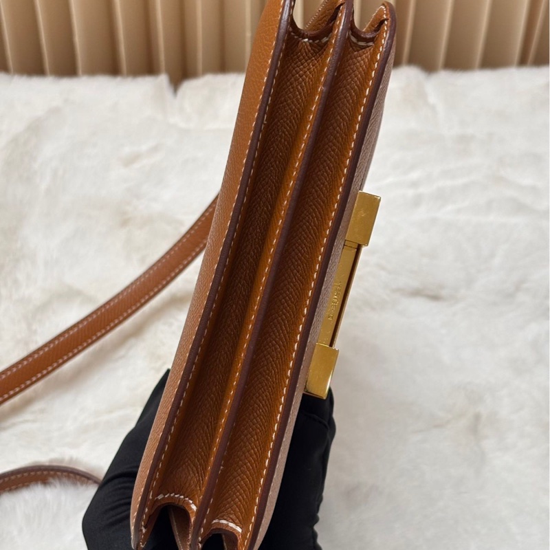 99 新閒置新愛馬仕康康mini 19金棕金扣-4