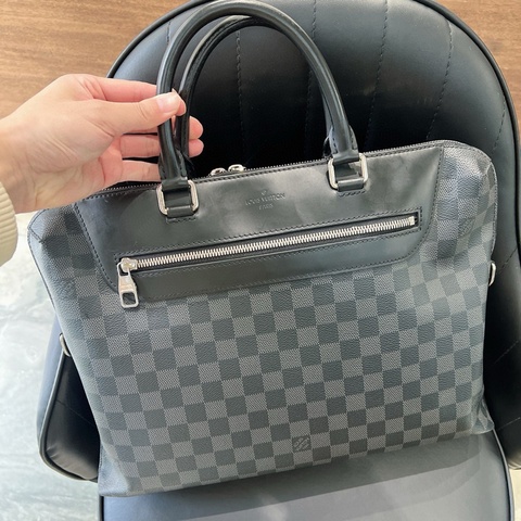 97新LV路易威登棋盤格男士公文包手提包