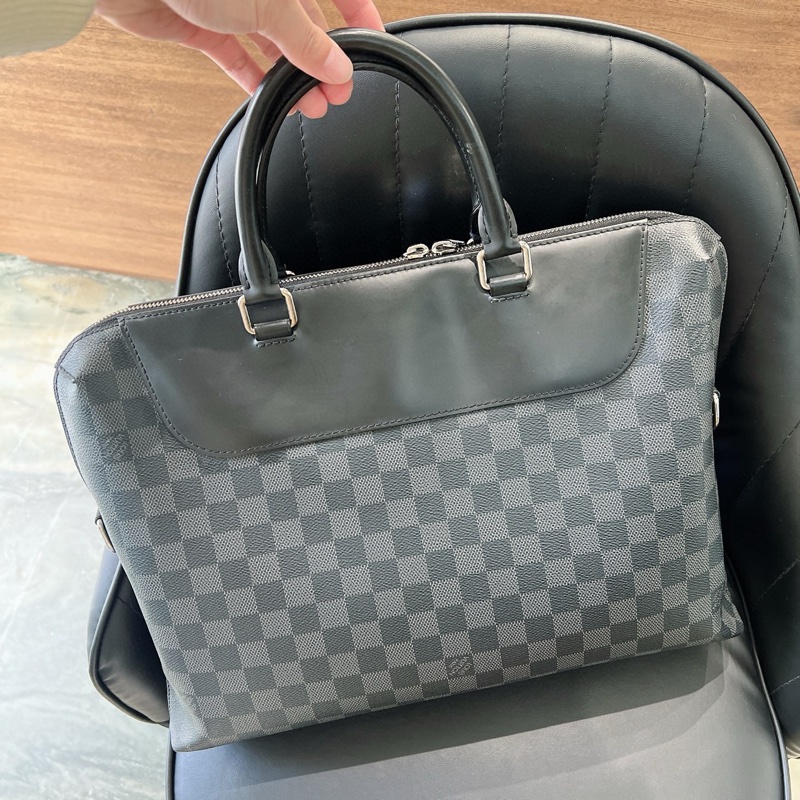 97新LV路易威登棋盤格男士公文包手提包-7