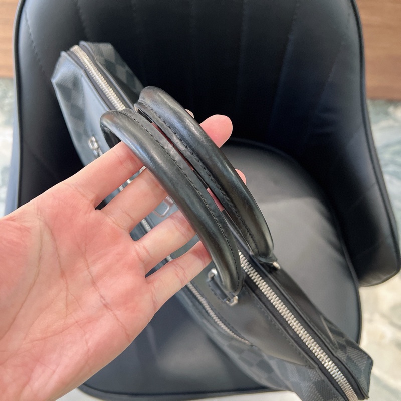 97新LV路易威登棋盤格男士公文包手提包-11