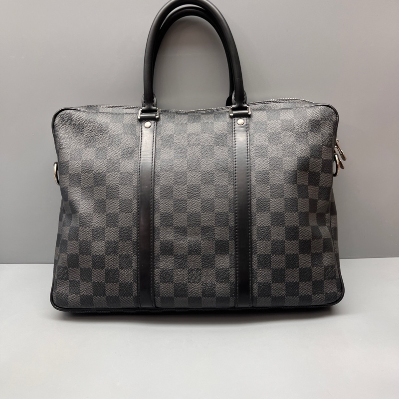 LV 97新 黑棋盘格手提公文包-0