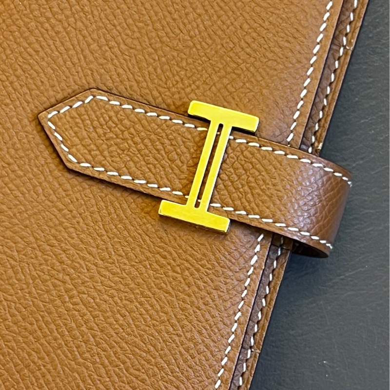 98%新 愛馬仕 Hermes Bearn金扣長款錢包棕色Epsom皮-3