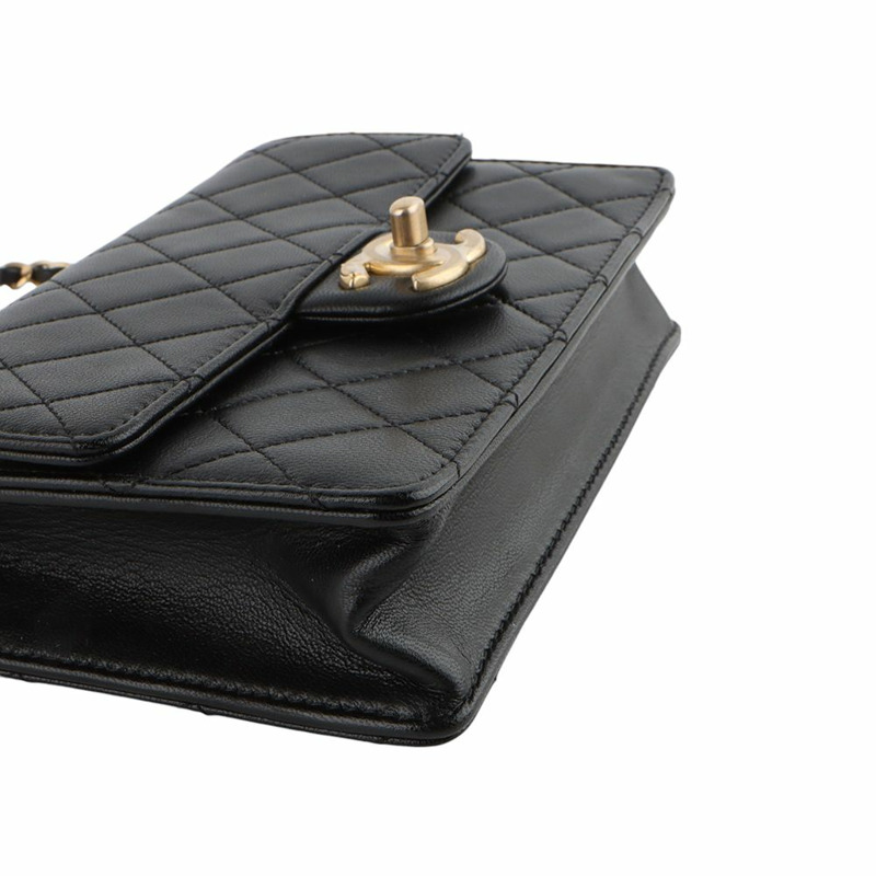 【包稅】CHANEL AS0585 壓克力珠飾翻蓋斜背包 中號 黑色 /-4