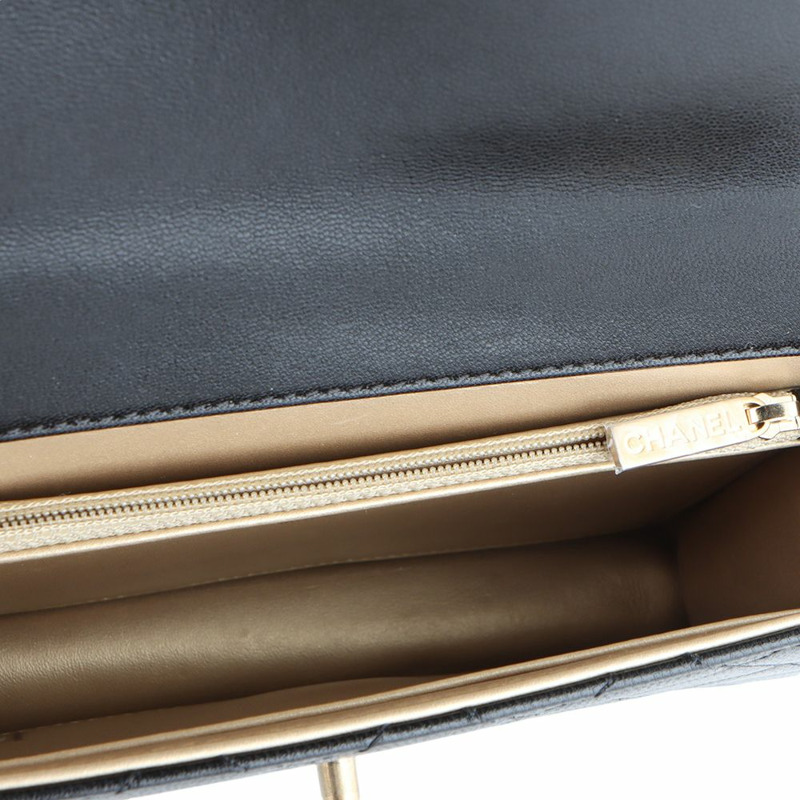 【包稅】CHANEL AS0585 壓克力珠飾翻蓋斜背包 中號 黑色 /-6