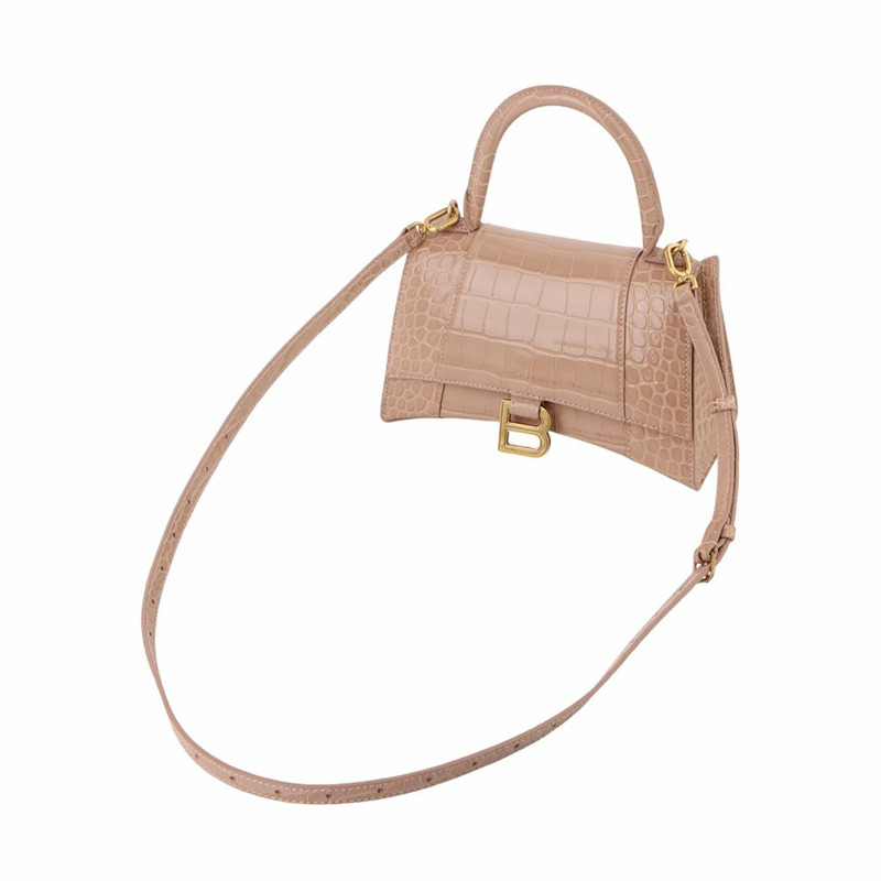 【包稅】BALENCIAGA 鱷魚紋壓花沙漏形小號斜背包 593546-3