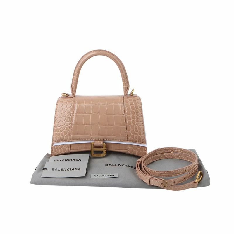 【包稅】BALENCIAGA 鱷魚紋壓花沙漏形小號斜背包 593546-7