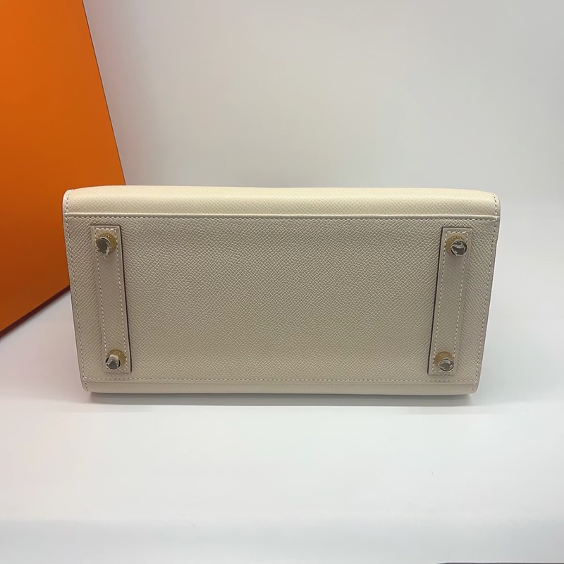 有購証 🩷✨ 愛馬仕Birkin 25奶昔白拼錫器灰馬蹄印E皮-2