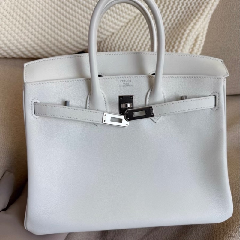 愛馬仕 birkin 25純白銀扣s皮 Z刻閒置 附件塵袋-0