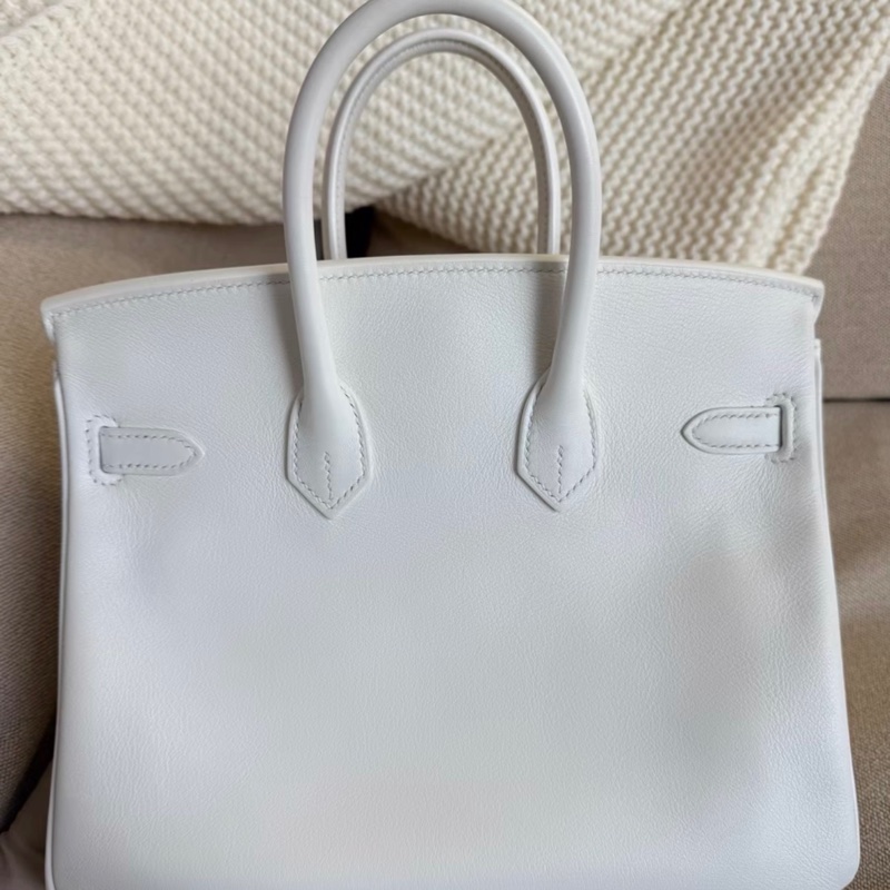 愛馬仕 birkin 25純白銀扣s皮 Z刻閒置 附件塵袋-1