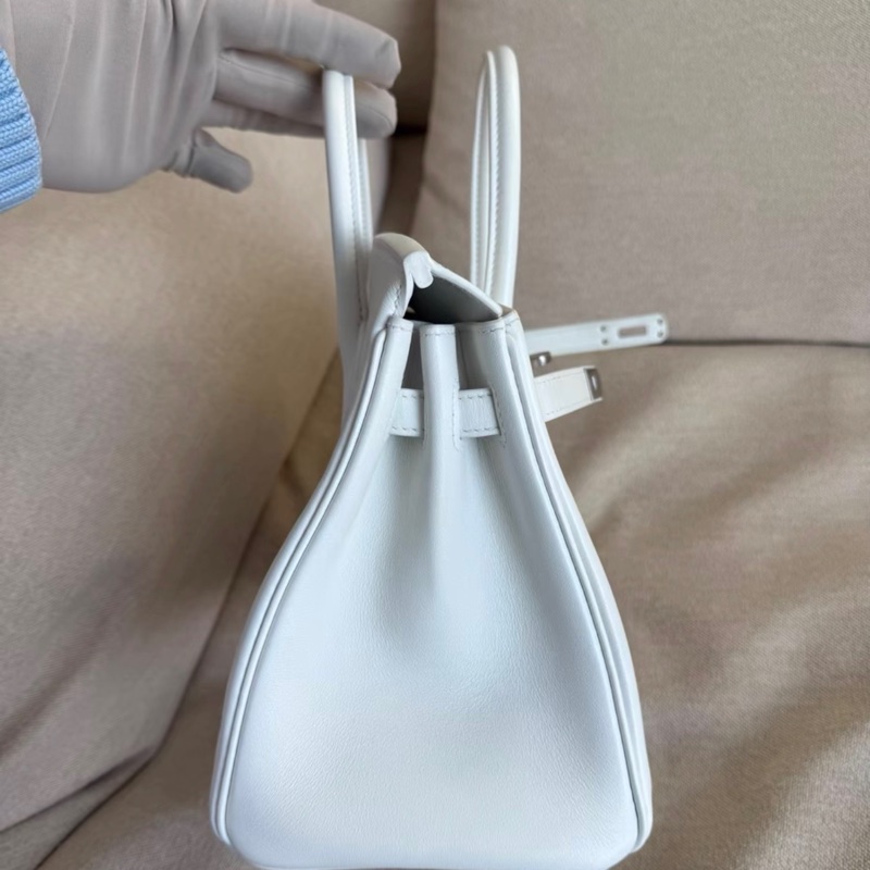 愛馬仕 birkin 25純白銀扣s皮 Z刻閒置 附件塵袋-2