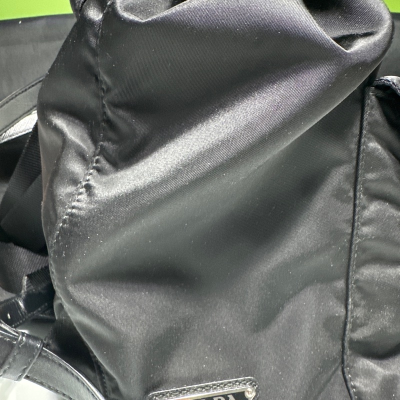 PRADA 普拉達火紅撞色皮革鉚釘尼龍後背包-6