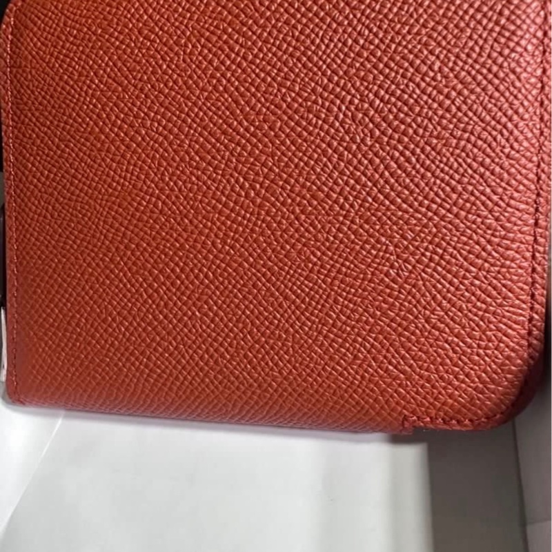 愛馬仕-南瓜橘絲巾短夾-6