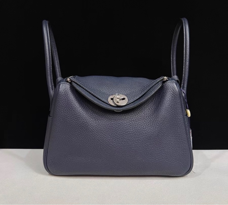 HERMES愛馬仕lindy26 午夜藍 銀扣  T刻 98新有塵袋-0