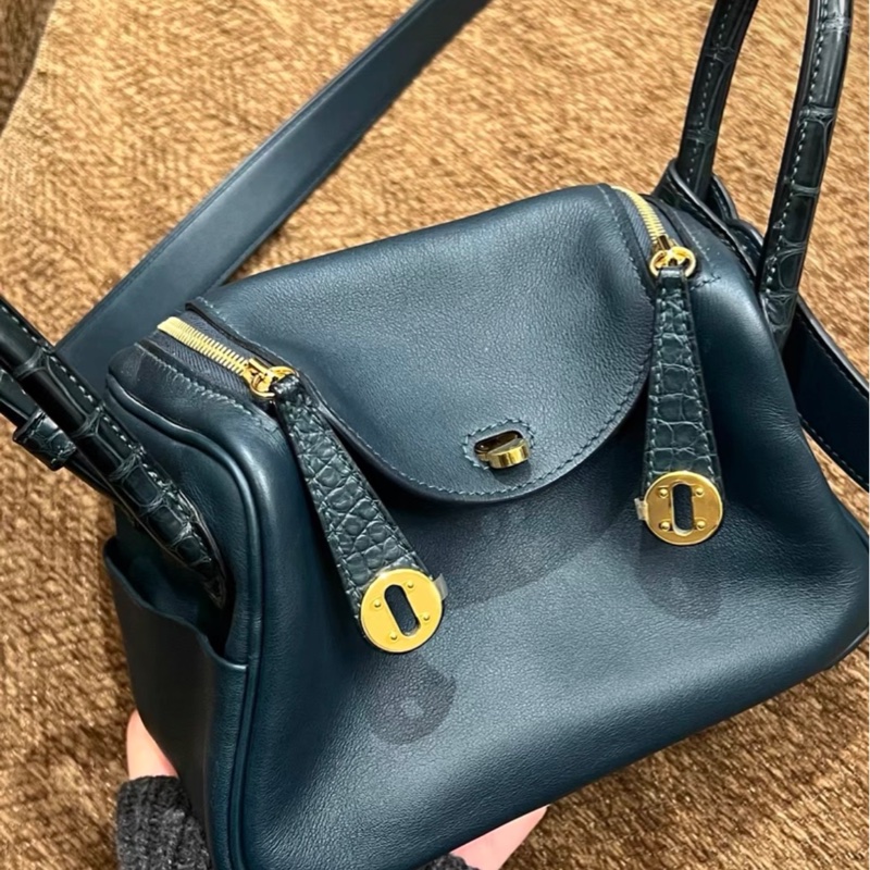 Hermes mini Lindy 松柏绿金扣touch 雾面鳄鱼 Z刻-0