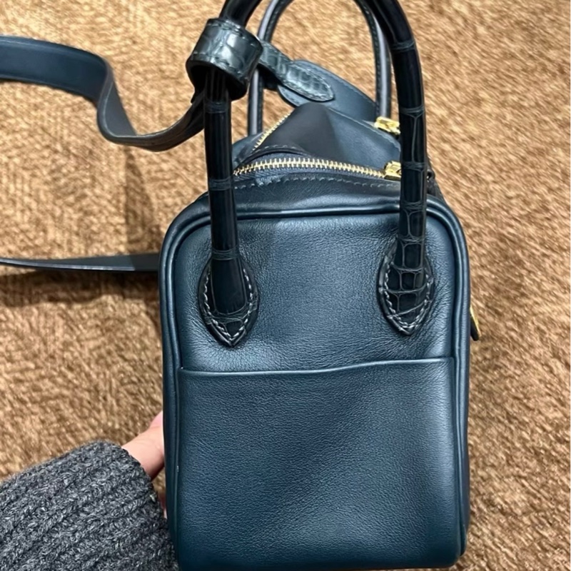Hermes mini Lindy 松柏绿金扣touch 雾面鳄鱼 Z刻-2