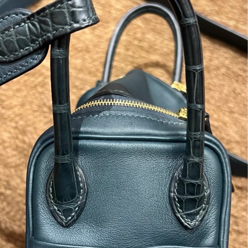 Hermes mini Lindy 松柏绿金扣touch 雾面鳄鱼 Z刻-5