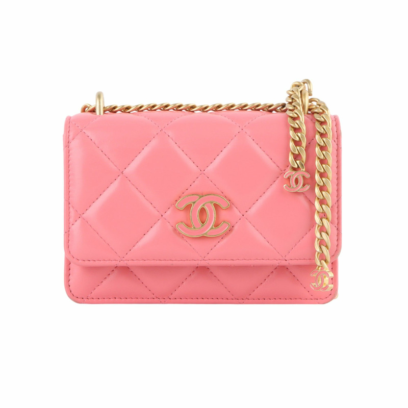 【包稅】CHANEL AP2635 羊皮迷你翻蓋琺瑯金色金屬斜背包 33424--0