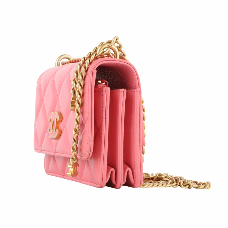 【包稅】CHANEL AP2635 羊皮迷你翻蓋琺瑯金色金屬斜背包 33424--1