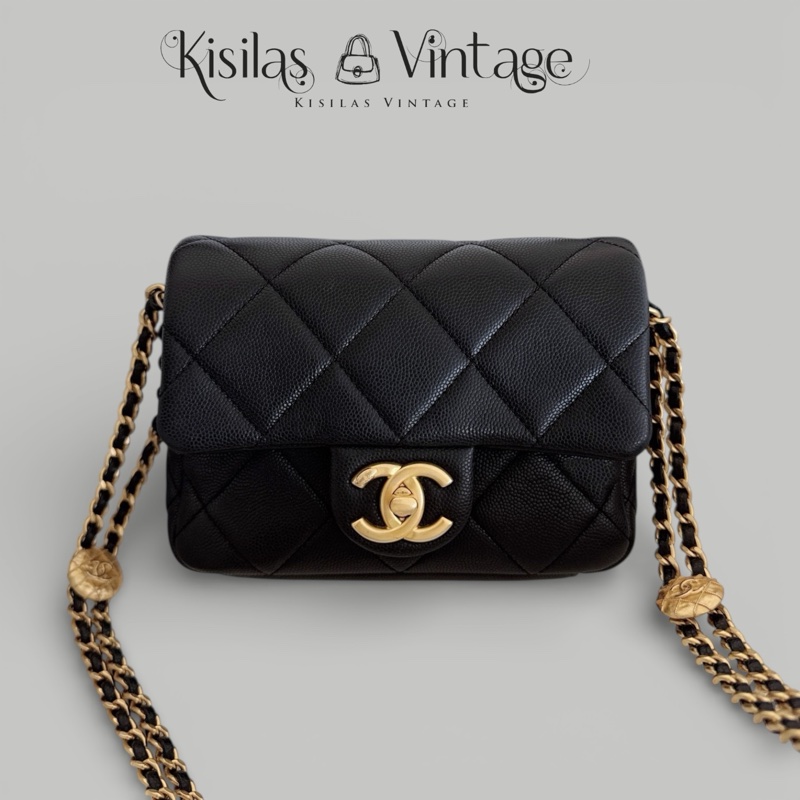 Chanel Caviar 22A 金幣鏈-0