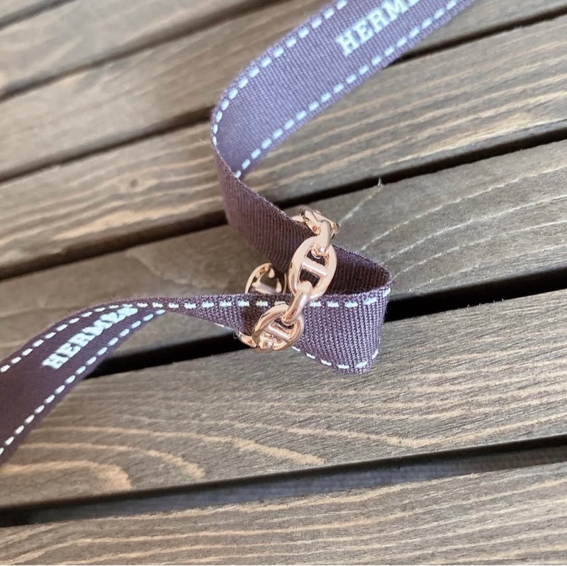 全新愛馬仕 HERMES 豬鼻 戒指18K 玫瑰金 51號 專櫃購入-1