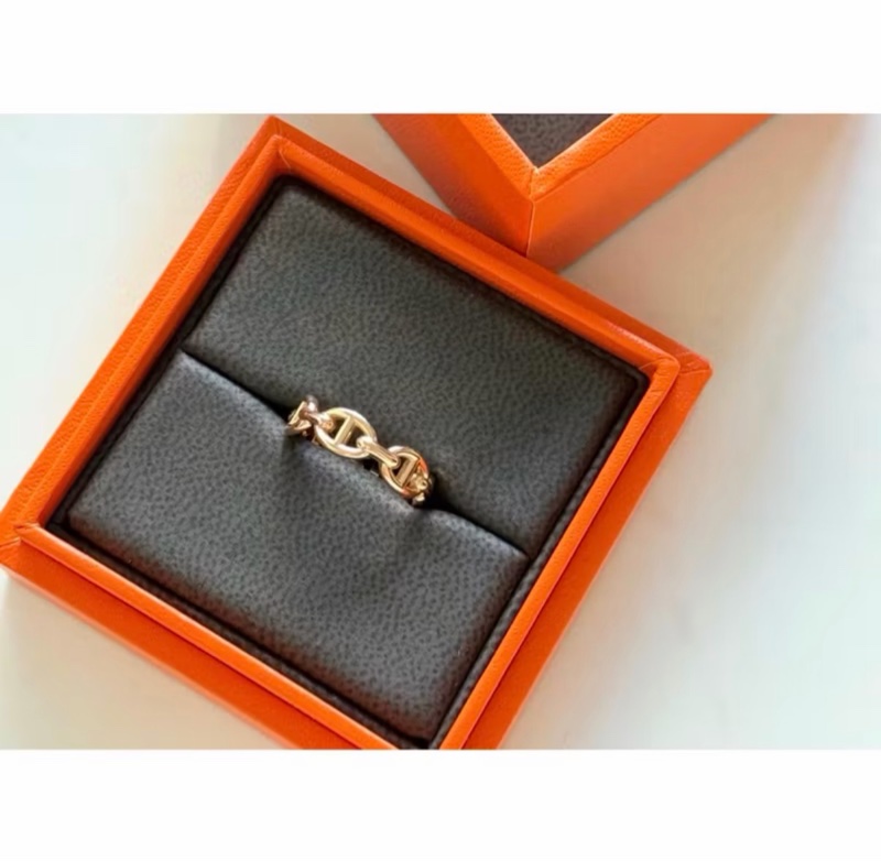 全新愛馬仕 HERMES 豬鼻 戒指18K 玫瑰金 51號 專櫃購入-2