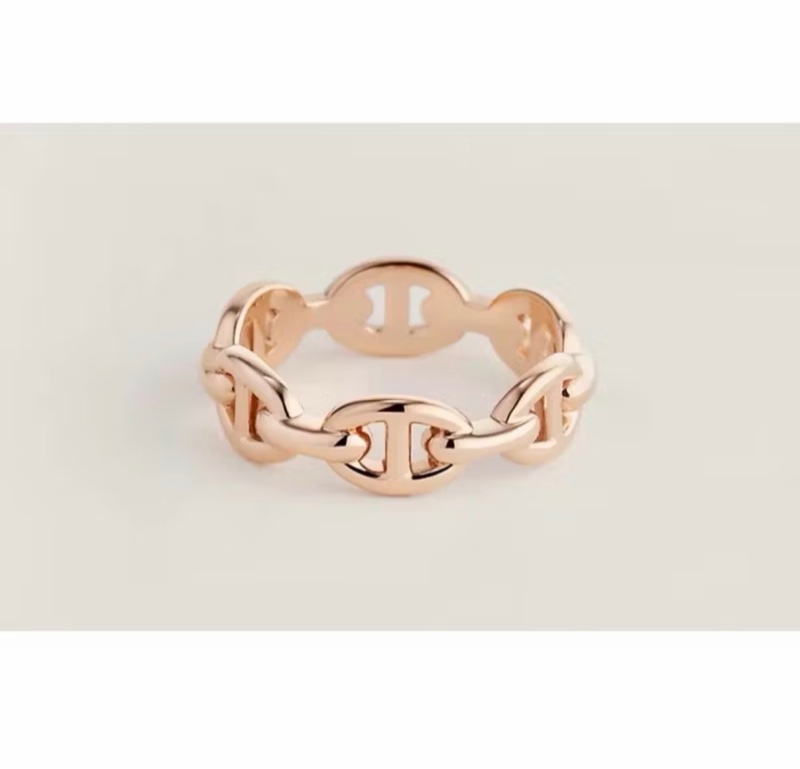 全新愛馬仕 HERMES 豬鼻 戒指18K 玫瑰金 51號 專櫃購入-3