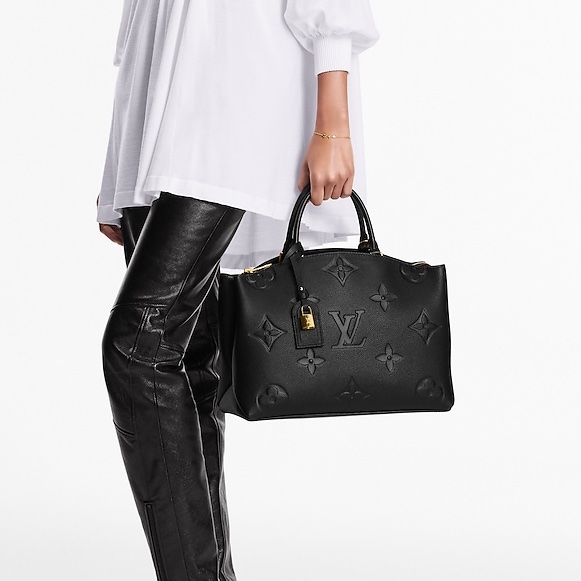 近全新路易威登新款蒙田LV黑牛皮大壓紋GrandPalais手提肩斜背包M45811-3