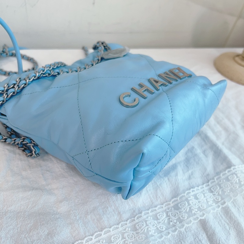 ෆ Chanel 22bag mini垃圾袋 奶油藍-9