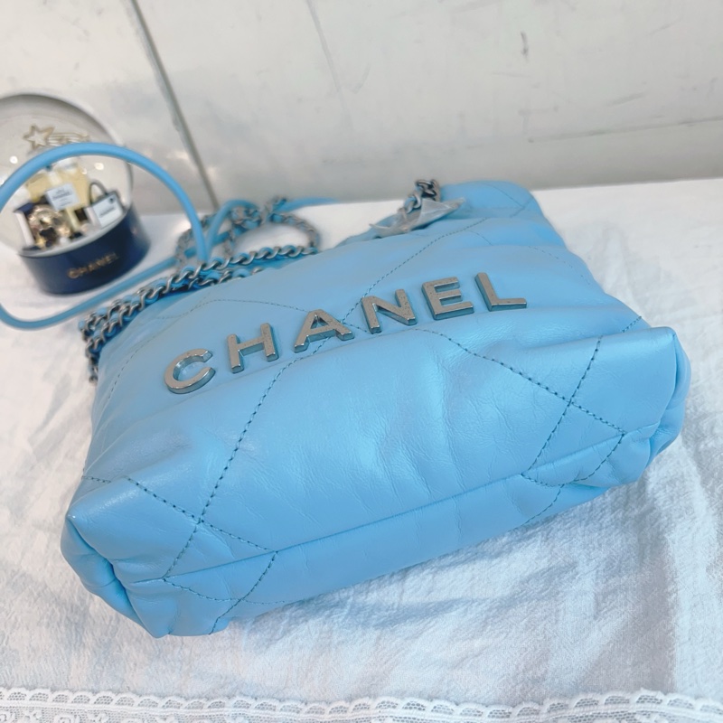 ෆ Chanel 22bag mini垃圾袋 奶油藍-10